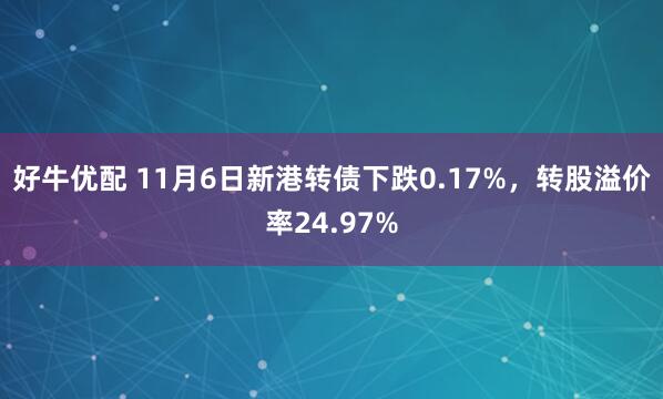 好牛优配 11月6日新港转债下跌0.17%，转股溢价率24.97%